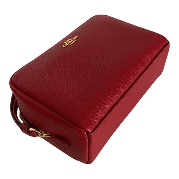 Coach Red Leather Boxy Cosmetic Case 20 - Picture 8 of 13